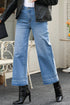 Raw Hem High Waist Straight Leg Loose Jeans
